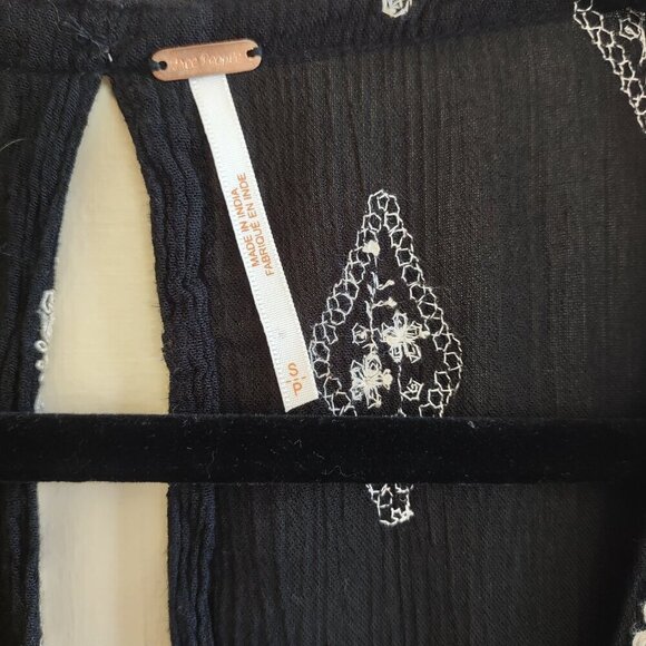 Free People Diamond Embroidered Tunic Top/Babydoll Dress Women's Size Small Boho - Picture 10 of 11